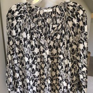 Joie black and white silk blouse